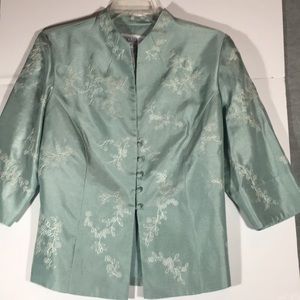 JESSICA HOWARD Embroidered Mandarin Style Silk-Look Evening Special Occasion